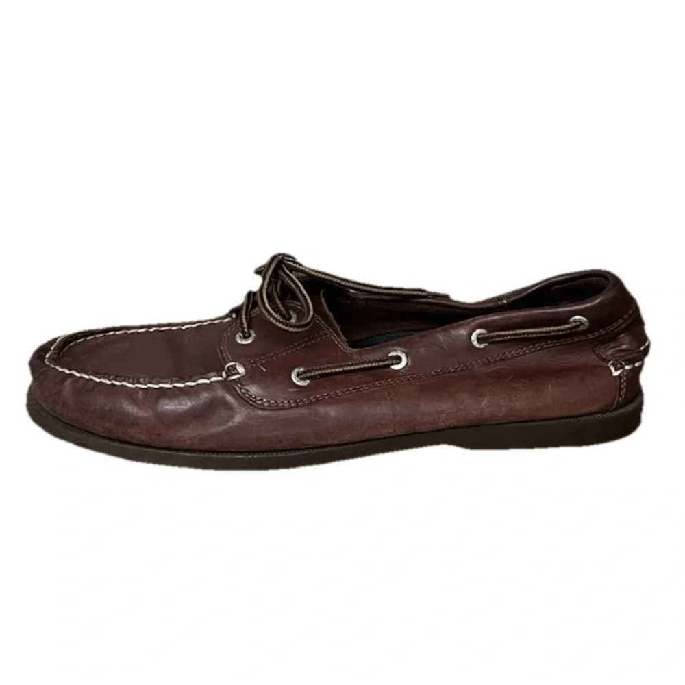 DOCKERS Men's Vargas Leather Chocolate brown Boat Shoe Preppy Fishermen Angler